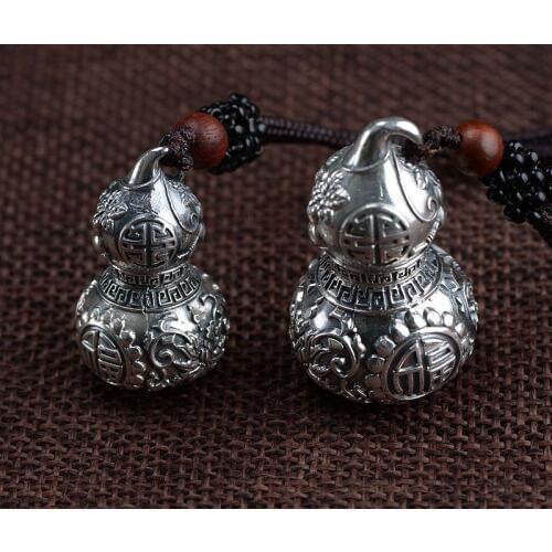 S990 silver pendant silver gourd pendant antique craft couple models open silver pendant