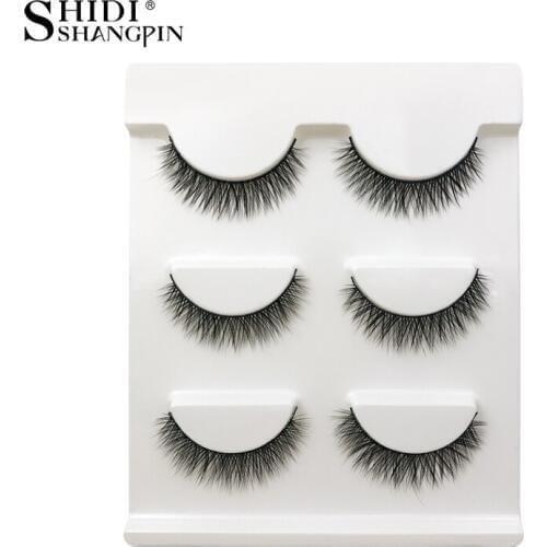 SHIDISHANGPIN mink eyelashes natural 3d mink lashes short Cross Messy false eyelash 8mm 3 pairs mink eyelashes drop shipping
