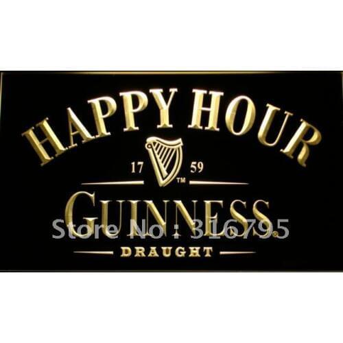 600 Guinness Happy Hour Bar LED Neon Light Signs with On/Off Switch 20+ Colors 5 Sizes to choose