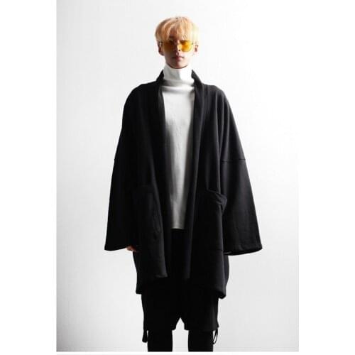 Medium and long mens Chinese style retro Cape Chinese casual mens jacket coat handsome Hanfu