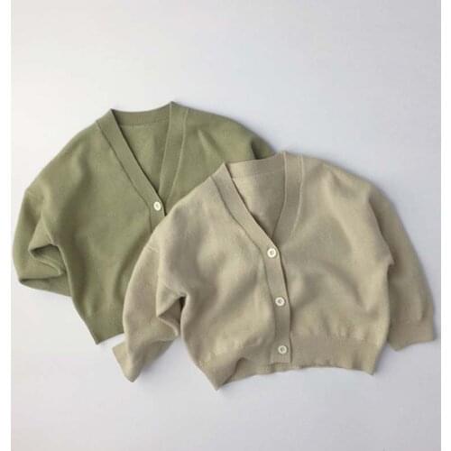 Spring Autumn Kids Clothes V-Neck Long Sleeve Knitted Sweater Korean Loose Tops For Boys and Girls Cardigans Clothes