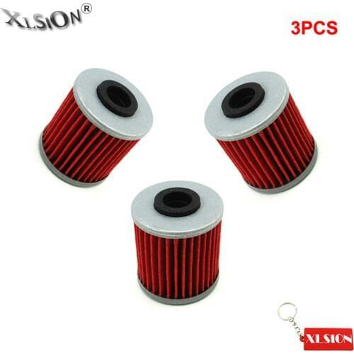 XLSION 3Pcs Oil Filters For KAWASAKI KX250 2006 2007 2008 KX250F 2004-2015 KX450F 2016 SUZUKI RMZ250 RMZ450 4stroke