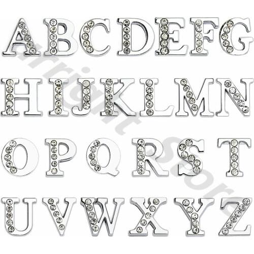 260pcs 8mm A-Z 8MM Half rhinestone slide letters)-DIY letter-jewellery-rhinestones DIY-charms-letter-charms-for-earring