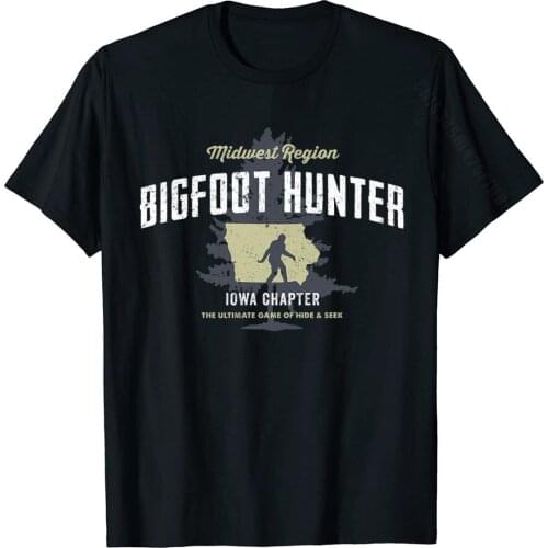 Iowa Bigfoot Hunter Funny Sasquatch Premium T-Shirt Unique Man Top T-Shirts Prevailing Cotton Tops & Tees Printed On