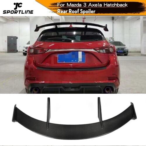 Carbon Fiber / FRP Rear Roof Spoiler Window Lip Wing For Mazda 3 Axela Hatchback 2014 - 2019