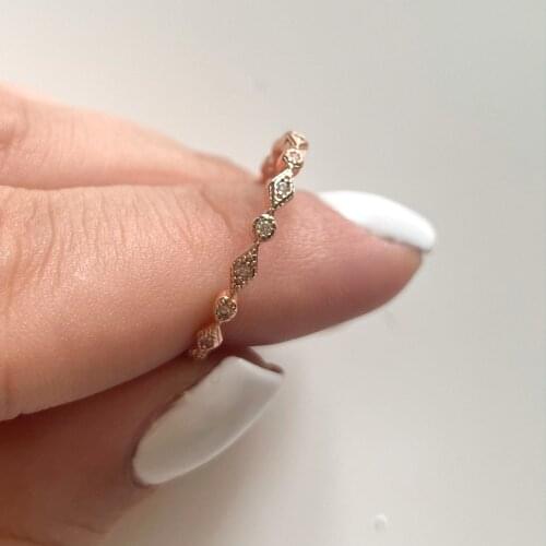 ZHOUYANG Rings For Women Lady Simple Cute Mini Cubic Zirconia Light Gold Color Finger Thin Ring Gifts Fashion Jewelry KCR112