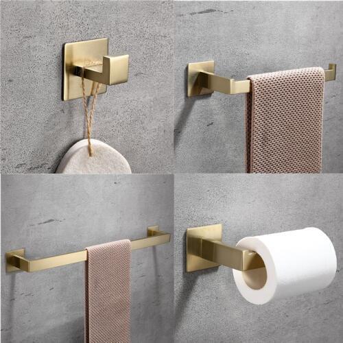Gold Bathroom Hardware Set Free Punch Bathroom Accessories In Brushed Gold Stainless Steel Towel Bar Paper Hodler Robe Hook