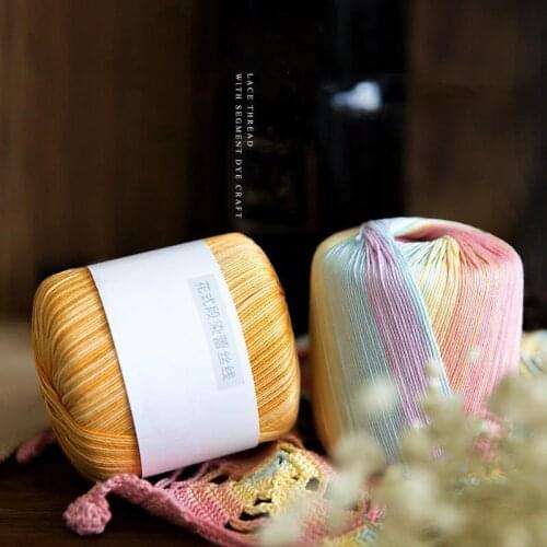 1 Roll Lace Thread Segment Dye Craft Hand-Woven 100% Cotton Thin Wool Yarn for Handwork DIY Crochet Sweater Dolls Scraf Hats 50g