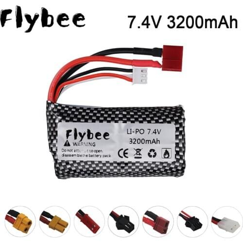 18650 Battery 7.4V 3200mAh Lipo Battery For Wltoys 10428 /12428/12423 Q46 RC cars toys parts 18650 2S T/JST/SM/Tamiya plug