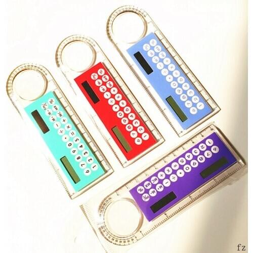 200 Pcs Mini Solar Calculator Ultra-thin Ruler Calculators Magnifier Multifunction Office Supplies