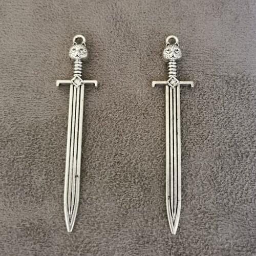 4 pcs Charms sword cat 66x14mm Antique Tibetan Silver Pendant Findings Accessories DIY Vintage Choker Handmade Jewelry