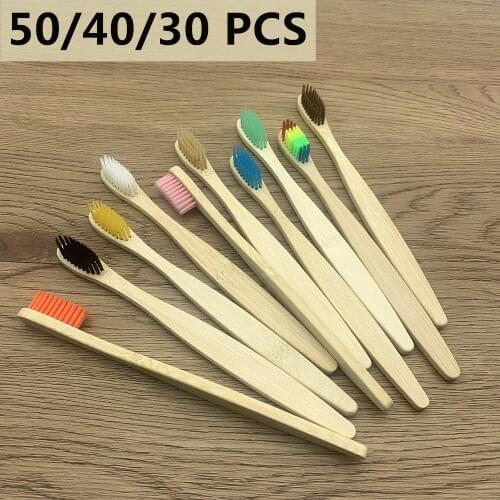 50 Pack Natural Bamboo Toothbrush Wood Toothbrushes Soft Bristles cepillo dientes bambu Teeth brush Eco-Friendly Oral Tooth Care