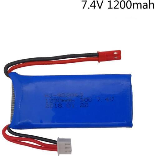 7.4V 1200mAh 30C Lipo Battery For YiZhan Tarantula X6 MJX X101 X102h X1Brushless H16 WLtoys V666 V262 V353 V333 V323 7.4Vbattery