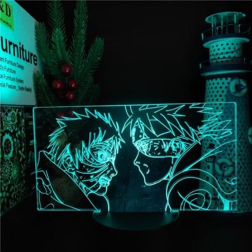 Bandai Naruto 3D Night Light Uchiha Obito Hatake Kakashi Anime Figure LED Lamp Bedroom Decoration Lampara Manga Lights Lampe