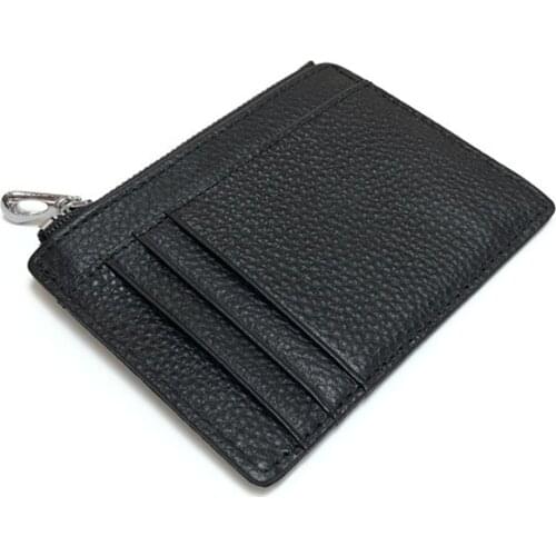 Aaby 100% Genuine Leather Card&ID Holder Fashion Wallet With Zipper Double-Side Driving License Card Cover Unisex Money Bag Gift