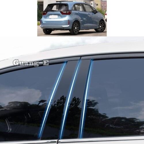 For Honda Fit Jazz 2020 2021 2022 Car PC Material Pillar Post Cover Door Trim Window Piano Black Molding Sticker Plate Parts