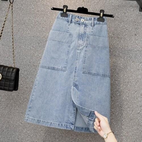Denim Midi Plus Size Oversized 5Xl Large Korean Fashion High-Waisted Vintage Summer WomenS Clothing Skirt Vetement Femme 2021