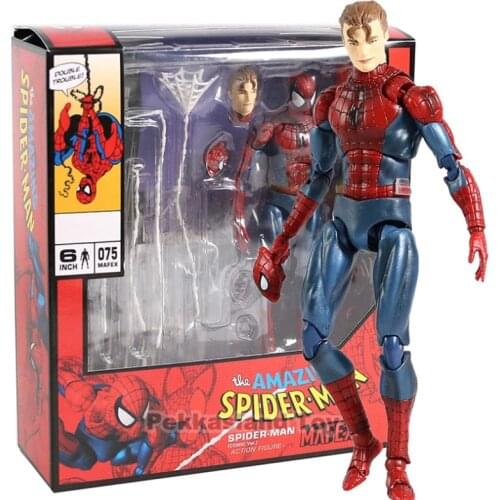 MARVEL PVC Action Figure Collectible Model Kids Toys Avengers Spiderman MAF075 The Amazing Spider Man Gift 16cm Unisex Resin