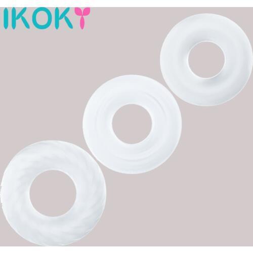 IKOKY Elastic Penis Ring Delay Ejaculation Sex Toys for Men Cock Ring Silicone Lasting Training Adult Product Sex Shop
