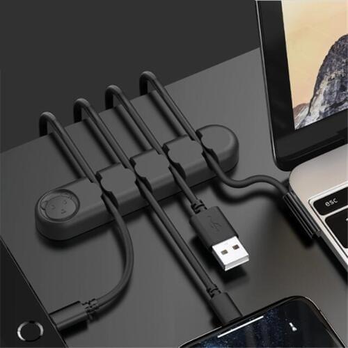 Earphone Cable Organizer Wire Winder USB Bear Charging Cable Winder Mouse Cable Holder Arrange Flexible Cable Management Clip