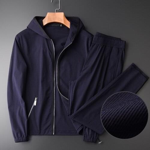 Classic Spring Mens Sets (JACKETS+PANTS) Luxury Casual Sport Hooded Jacket Men Sets Plus Size 4XL Slim Fit Man Sets With Pants