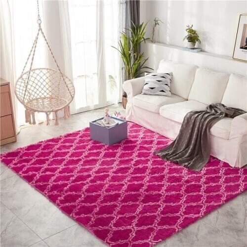Nordic style red carpet long hair coffee table living room bedroom rug simple home crawling mat outdoor picnic rug La alfombra