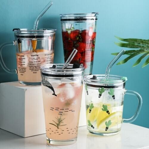 350ML/450ML Thick Glass Mugs with Scale Useful Multi-drinking Mugs Canecas Coffee Milk Water Cup For Child and Adults