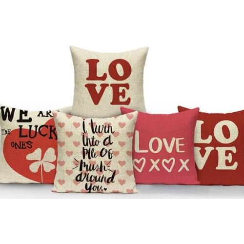 Cotton Linen Square Pillow Cover Letters Love Throw Pillow Case Home Decor Cushion Covers Sofa Car Bed Nordic Pillow Case