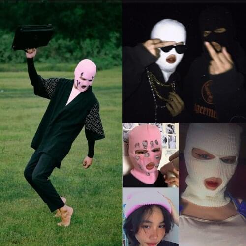 Unisex Full Face Cover Ski Mask 3 Holes Balaclava Hats for Cosplay/CS Games/Taking Fun Video Picture Props/Outdoor Beanies Caps