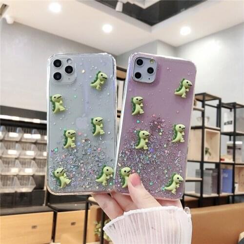 3D Cute Cartoon Dinosaur Phone Case For iPhone 11 Promax 12 Mini XR X XS Max 6 6S 7 8 Plus SE 2020 Cases Soft Clear Cover