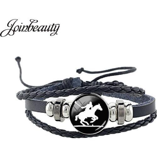 JOINBEAUTY Sports Competition Picture Multilayer Leather Bracelet Fashion Braided Handmade Rope Wrap Bracelets & Bangles T283