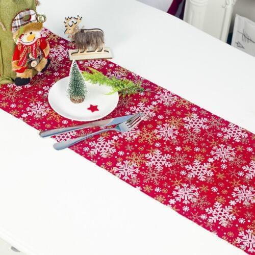 Fashion Solid Christmas Table Cloth Red Gray Snowflakes Christmas tree Xmas Party Tableware Dining Cover Decor