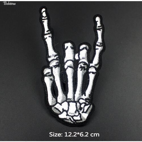 Fingers Skeleton Patches iron on for Clothing Jacket Backpack Decoration Sewing Supplies Embroidered Badge Stickers