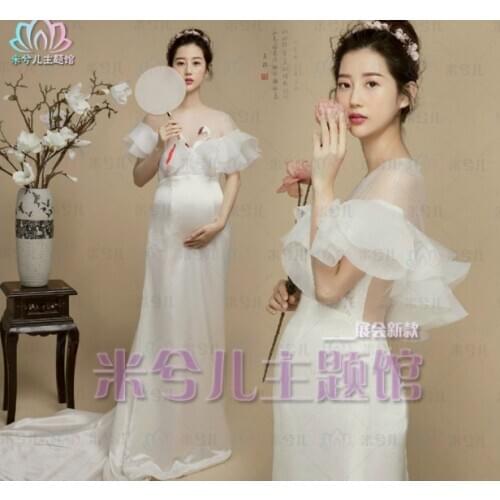 NEW Pregnant Maternity Women Photography Fashion Props Dress Romatic Fancy Baby Shower Fairy Free shipping White dress