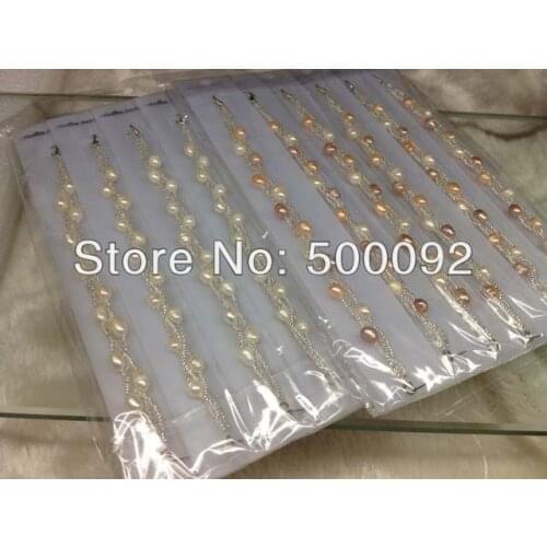Wholesale 12 Qty genuine cultured freshwater pearl bracelets free shipping