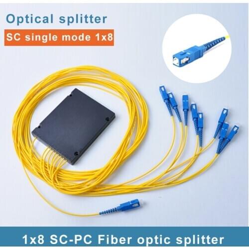 FTTH 1x8 SC/UPC PLC Box Splitter Telecommunication Fiber Splitter 1x8 SC UPC Optical splitter Fiber optic splitter Free Shipping