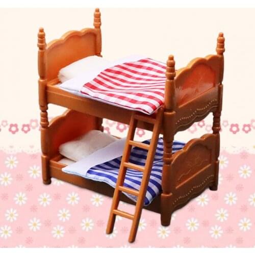 Portable Amusing Mini Bedroom Double Bed Eco-friendly Bedroom Dollhouse Bed Multifunctional for Kids