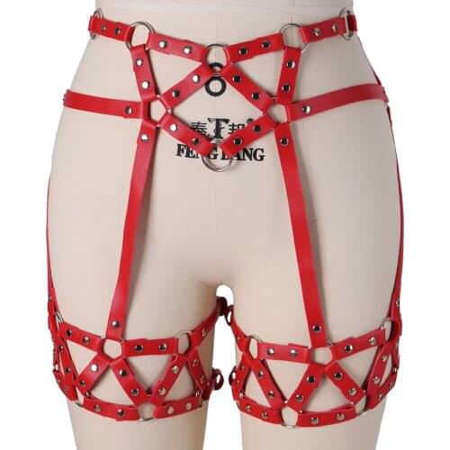 Sexy Tight Leg Harness Bondage Adjust Punk Suspender Strap Belts Harajuku Women PU Leather Garter Belt Elasticity Body Harness