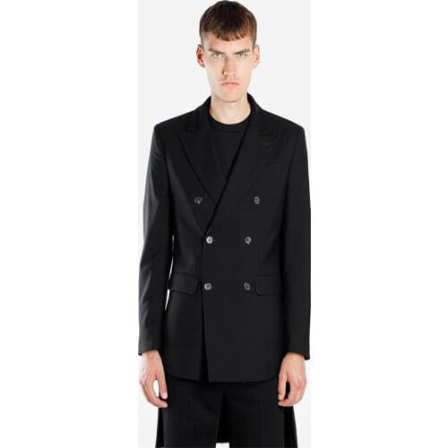 Casual Business Man Black Suits Pants Coat Double Breasted Groom Tuxedo Costume Homme Mariage 2Piece Slim Fit Men Blazer