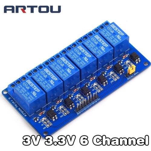 3V 3.3V 6 Channel Relay Module Low Level Trigger with Optocoupler PCB Board Relay Output 6 way Relay Module for Arduino
