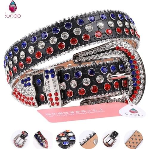 2021 Luxury Brand Belt Punk Studded Waist Belt Buckle Genuine Leather Strap Belt Men Fashion Designer Rhinestones Belt Ceinture