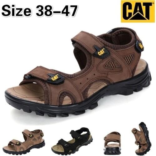 Fashion Mens Summer Non-slip Sandals Genuine Leather Beach Shoes Breathable Hiking Sandals