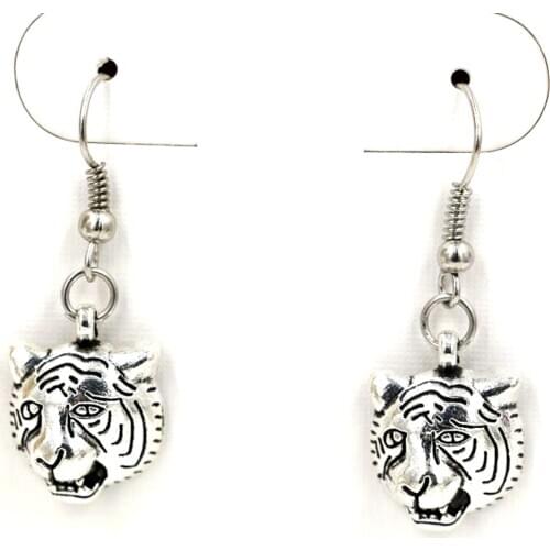 Earring , Zinc Alloy Single surface Tiger Head EARRINGS Fishhook Ear Wire 36 x 13 mm 10Pair ab745
