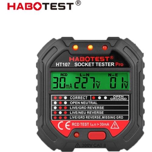 Digital Plug Socket Outlet Tester AC Voltage Detect EU UK Ground Zero Line Polarity Phase Check Circuit Break Finder RCD 30mA