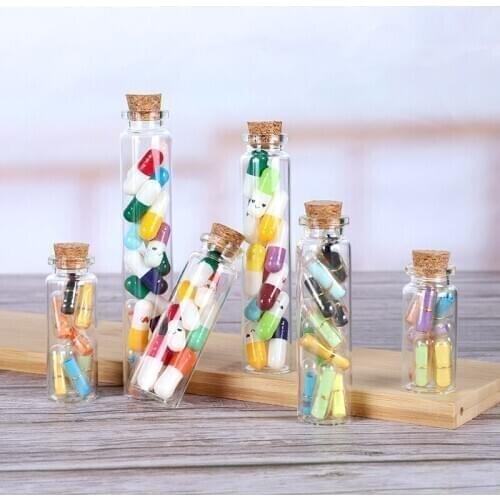 2pcs 4-30ml Glass Jars Containers Mini Decor Cork Stopper Ornaments Small Mason Jar Message Vials Cheap High Quality Bottle DIY