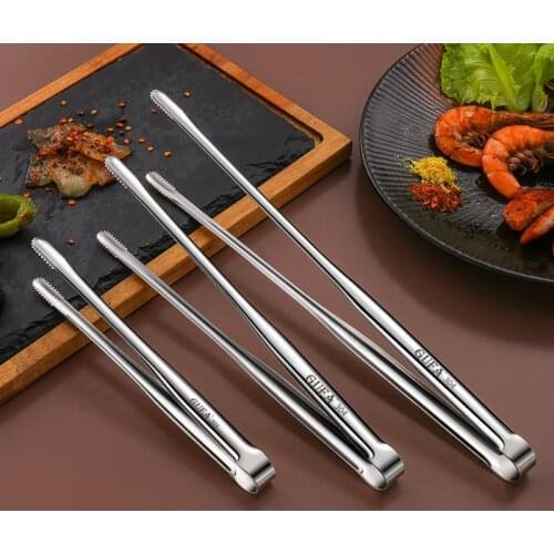 Stainless steel barbecue tongs Japanese bread tongs food tongs steak tongs lengthened barbecue tongs kitchen gadgets