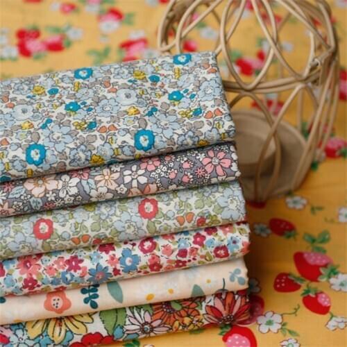 140x50cm Pastoral Floral Plain Cotton Fabric DIY Childrens Wear Cloth Make Clothes Decoration Home 150g/m