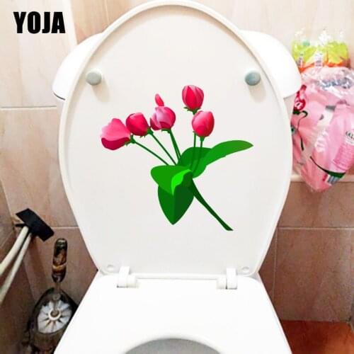 YOJA 22.8*21.5CM Cartoon Bouquet Bedroom Wall Sticker Home Bathroom Toilet Seat Decor T1-0787
