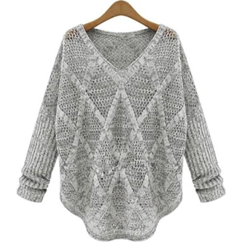 Spring Autumn Sweater Women New Loose Big Yards Bat Sleeve Hollow Knit Hedging Pull Female long-sleeved Shirt Vestidos LXJ094