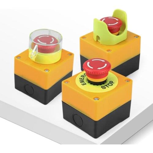 1PCS Plastic Shell Red Sign Push Button Switch DPST Mushroom Emergency Stop Button AC 660V 10A NO+NC LAY37-11ZS